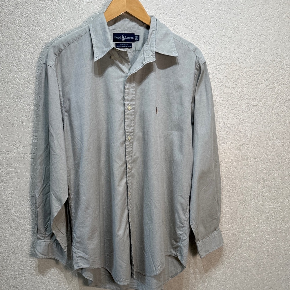 Ralph Lauren Men's Size 16-34‎ Casual Long Sleeve Button Down Light Gray Shirt